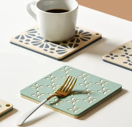 Силіконова підставка під гаряче килимок для чашки банки з декоративним рельєфним візерунком 14 × 14 × 0,5 см, Kitchen Master 87629 - фото 3