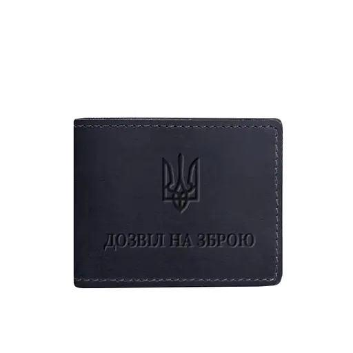 Кожаная обложка для разрешения на оружие темно-синяя Crazy Horse - фото 6
