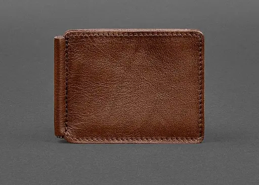 Кожаное портмоне 13.0 зажим светло-коричневый краст - фото 1