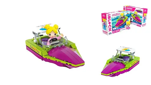 Конструктор Kids Hits IBLOCK JUNIOR Дівчатка Моторний човен, KH08/012/04, 142 деталі, 24x16x6 см
