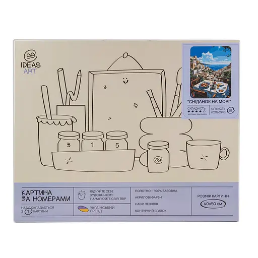 Набор для росписи по номерам Завтрак на море 40*50 см, IDEA2-GX47209, ТМ "99IDEAS" - фото 4