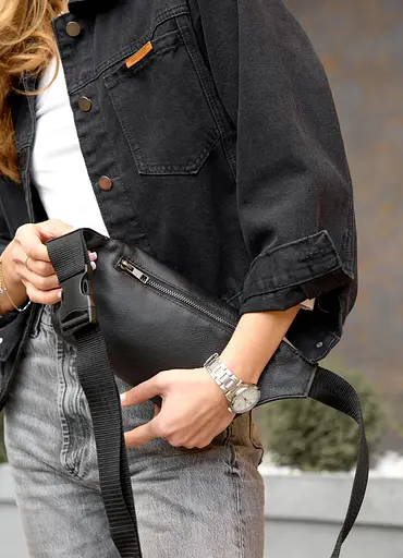 Поясная сумка бананка кожаная Sambag Tirso PSO черный 30.5 х 14 см (81119001) - фото 6