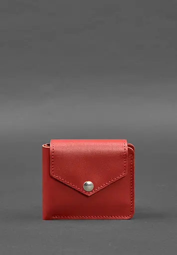 Кожаный портмоне 4.2 на красной кнопке - фото 2