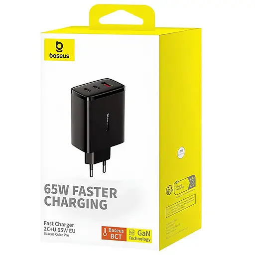МЗП Baseus Cube Pro Fast Charger PD65W (1USB-A/2C) (P10111404) Cluster Black - фото 4