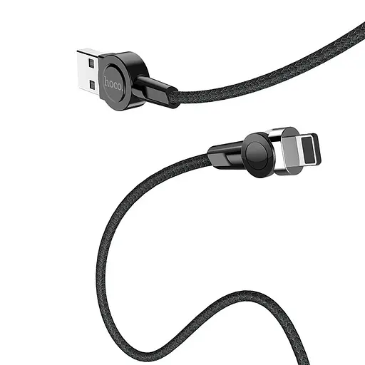 Кабель магнитный и поворотный Hoco S8 Lightning rotatable plug 1,2 м черный - фото 1