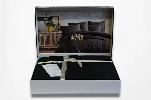 Постільна білизна Charlotte Black Сатин-Stripe / простирадло на резинці 180x200см Cotton Shine pbe0052117 - фото 2