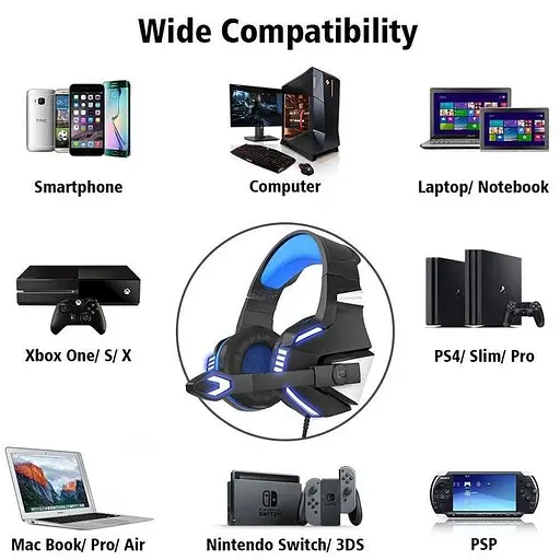 Дротова гарнітура Hunterspider Gaming with LED V3, USB, 3.5mm, 2.2m, black-blue - фото 8