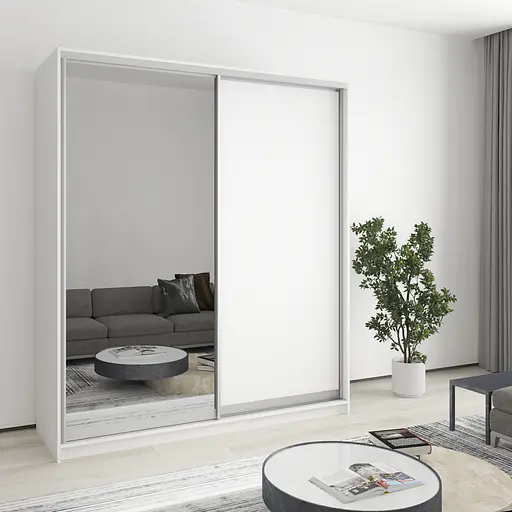 Шафа-купе дводверна MebelStar Комбо AL ДСП/Дзеркало 180x45x210 см Аляска білий (MBS-2725)