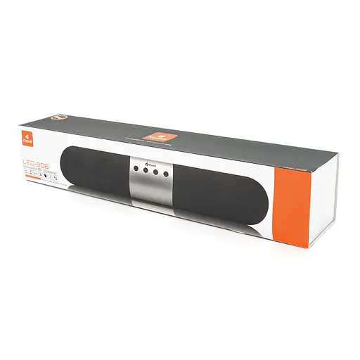 Колонка Kisonli LED-906 Bluetooth 5.0, 2х5W, 1800mAh, USB/TF/BT/FM/AUX, DC: 5V/1A, Black + Silver, BOX, Q40 - фото 2