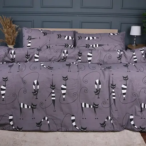 Комплект постельного белья MirSon Ranforce Elite Night cats 160х220 см (2200011152332) - фото 1