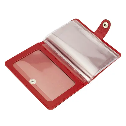 Обложка на документы кожаная на кнопке HC0035 красная - фото 3