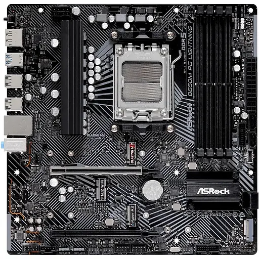 Материнская плата ASRock AM5 B650M PG Lightning, B650, 4xDDR5, Int.Video (CPU), 4xSATA3, 3xM.2, 1xPCI-E 4.0x16, 1xPCI-E 3.0x16, 1xM2. 9xUSB3.2/8xUSB2.0, HDMI/DP, MicroATX - фото 3