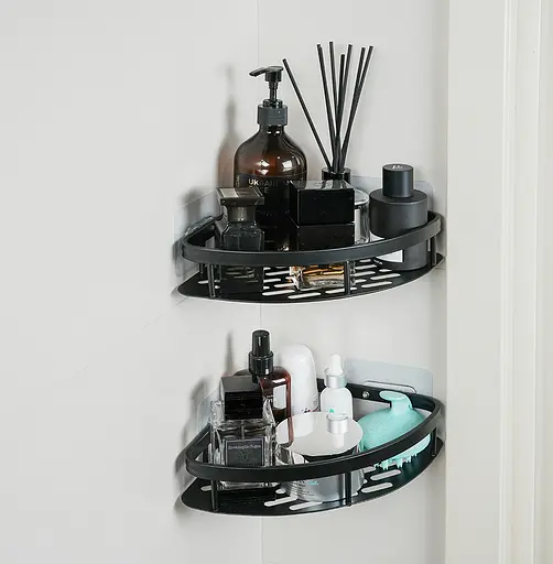 Набір металевих полиць для ванної кімнати Fabrika OPAL 2 шт чорні+подарунок йоржик для унітазу Fabrika PRACTIС White - фото 13