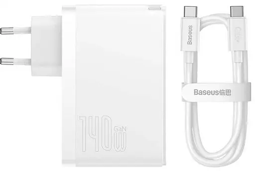 Адаптер - блок на 3 порти - зарядне Baseus Gan5 Pro Fast Charger 140W (CCGP100202) + кабель C to C - фото 3