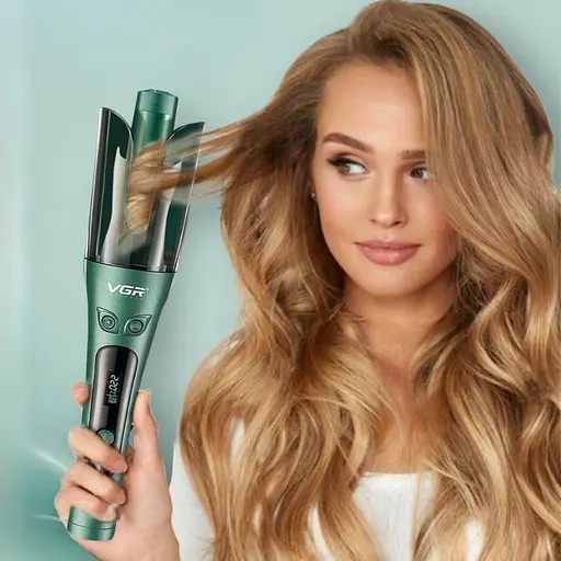 Плойка для автоматической завивки волос VGR V-583 с LED-дисплеем 3 режима Зеленый 35 Вт - фото 6