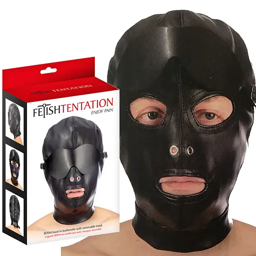 Маска Fetish Tentation Enjoy Pain BDSM Hood With Mask черный - фото 3