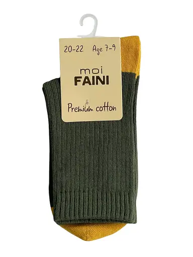 Носки детские высокие в рубчик из индийского хлопка хаки 413020 - фото 2