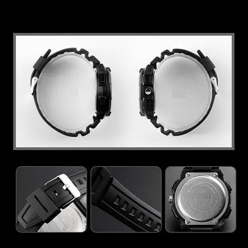 Чоловічий спортивний годинник Skmei 1454 Чорний з синім - фото 2