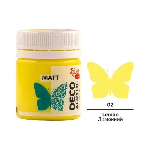 Акрил для декору Лимонний (02) матовий 20 мл Rosa Talent - фото 2