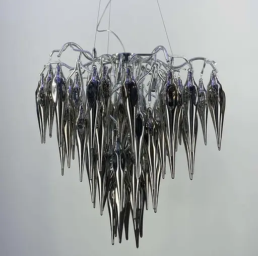 Люстра с подвесными объемными стеклянными элементами дымчатого цвета Line.F Y 03 CH+GR - фото 6