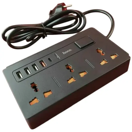 Мережевий подовжувач Hoco DC15 2-in-1 Multi-socket 3 розетки 5 портів - фото 1