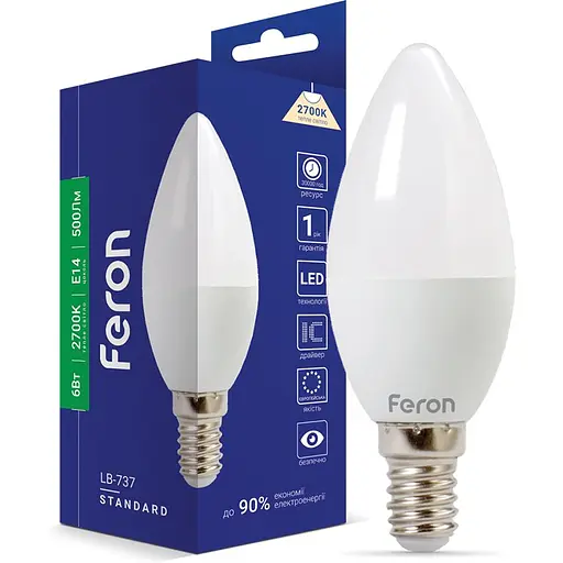 Світлодіодна лампа Feron LB-737  C37 230V 6W  E14 2700K (25677)