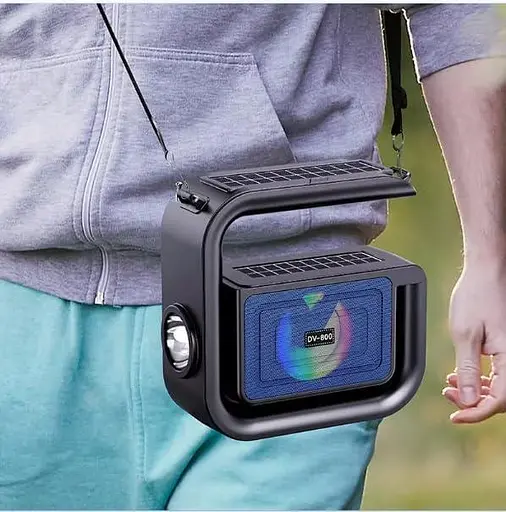 Бездротовий G-подібний динамік DV-600 з подвійною зарядкою сонячної енергії, спалахом, барвистим світлом RGB - фото 2