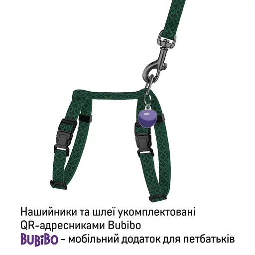 Шлей с поводком для кошек и мелких собак Баркси Urban патриотическая размер XS Вышиванка зеленая - фото 2