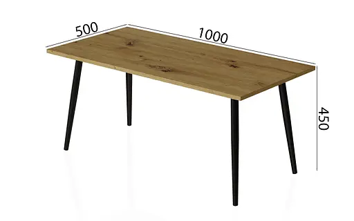 Стіл журнальний Монтана Ferrum-decor 45x100x50 Чорний метал ДСП Дуб Артізан 16 мм (FRD-106718) - фото 5