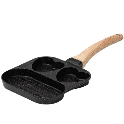 Порционная сковорода 3 секции фигурная сковорода Черный - фото 1