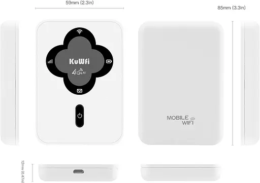 Мобільний маршрутизатор KuWFi WLAN з SIM-картою, 4G LTE бездротовий модем Pocket WiFi, 4G - фото 3
