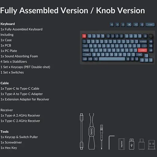 Клавіатура Keychron V1 Max 81 Key Gateron Jupiter Red Hot-Swap RGB Knob Carbon Black (V1MD1_KEYCHRON) - фото 2