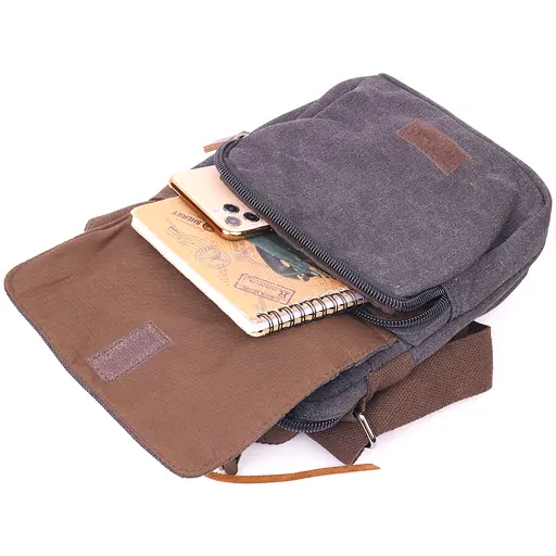 Стильна чоловіча сумка із щільного текстилю 21х24х9 см Vintage 21х24х9 см 000221887 - фото 6