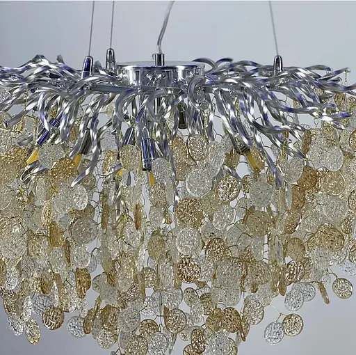 Чарівний світильник в срібному кольорі з пластинами з комбінованого скла Line.F Кількість ламп 12 - фото 2
