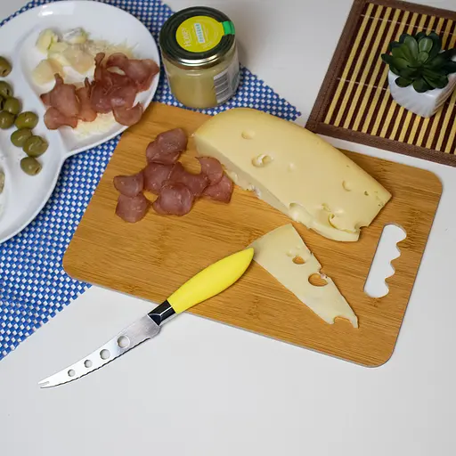 Нож для сыра с пластиковой ручкой L 21.5 см лезвие 11 см, Kitchen Master Желтый 86120 - фото 5