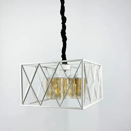 Підвісна люстра в стилі Лофт в білому корпусі Line.F Колір плафона Графітовий - фото 3