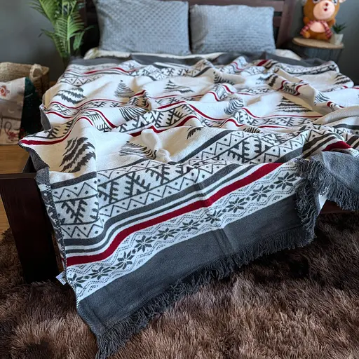 Плед покривало Bridge двосторонній Євро Ялиночки зимовий 200х220 Бавовна Сірий - фото 2