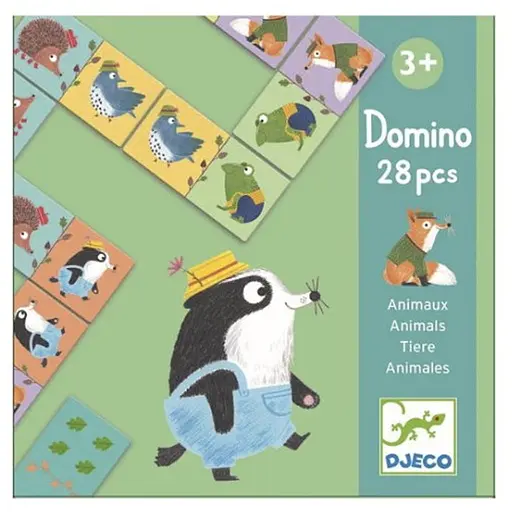 Настольная игра Djeco Детское домино. Веселые животные (Domino Animals, 28 pcs) (DJ08115) - фото 1
