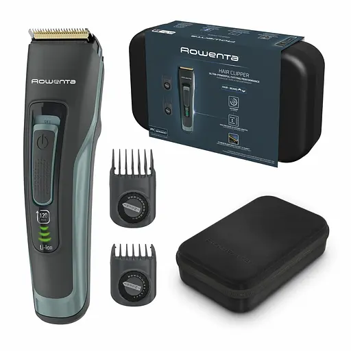 Rowenta Машинка для стрижки Advancer, для бороди, вусів, голови, мережа+акум., роторний мотор, насадок-2, кейс, титан.напил., темно-зелений - фото 4