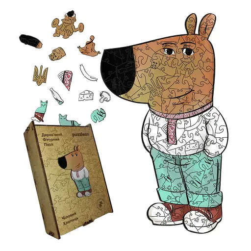 Деревянный фигурный пазл Чиловой Парень, А5, Картонная коробка 35 элементов