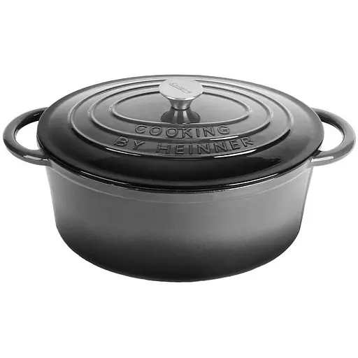 Каструля чавунна емальована овальна з кришкою Heinner сіра (HR-ZVC-S26OV) - фото 1