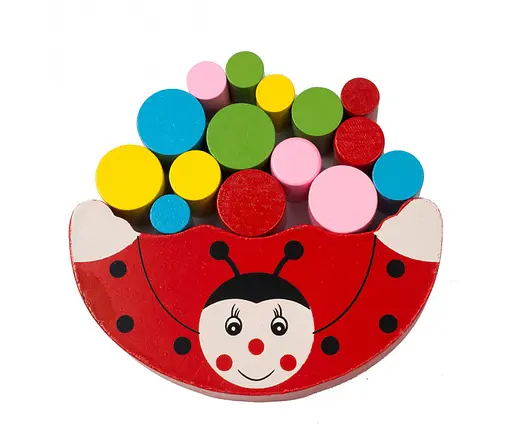 Деревянная игрушка Игра MD 1276 Божья коровка Красная - фото 1