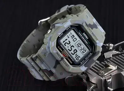 Мужские спортивные часы Skmei 1471 (Зеленый камуфляж) - фото 4