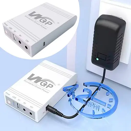 Источник бесперебойного питания мини UPS WGP емкость 38.48wH 10400mAh (Белый) - фото 7