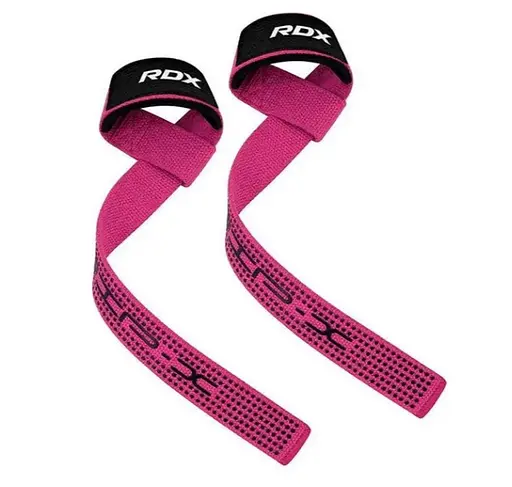 Лямки для тяги RDX S4 Gym Cotton Gel Straps Pink Plus (WAC-S4P+) - фото 2