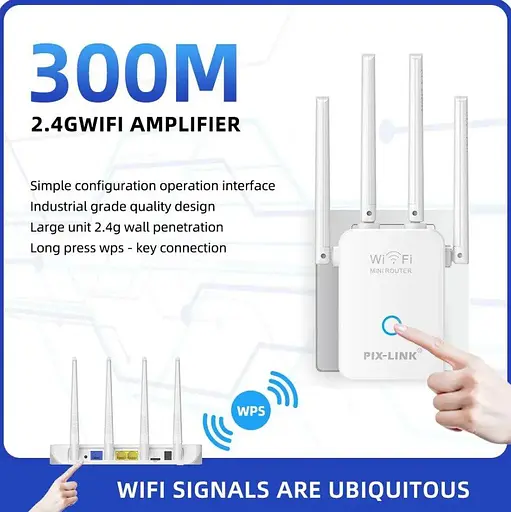 Підсилювач сигналу Wi-Fi ретранслятор, репітер, точка доступу Pix-Link LVWR32Q 220V, 300Mbps, 2.4GHz - фото 4