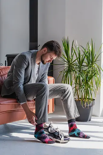 Носки с принтом ромбы высокие бесшовные качественные ORGANIC cotton JILL ANTONY 39-41, Черный - фото 3