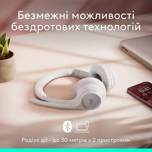 Наушники Zone 300 Wireless Headset BT White (981-001417) Logitech teh0021846 - фото 7