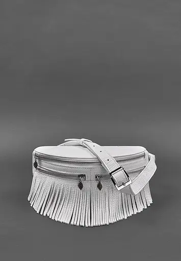 Шкіряна жіноча сумка на пояс Spirit біла - фото 7