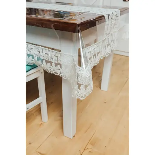 Силиконовая скатерть с молочным Версаче 390х110 см